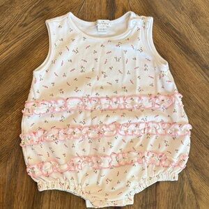 Kissy Kissy White Romper with Pink Floral Accents